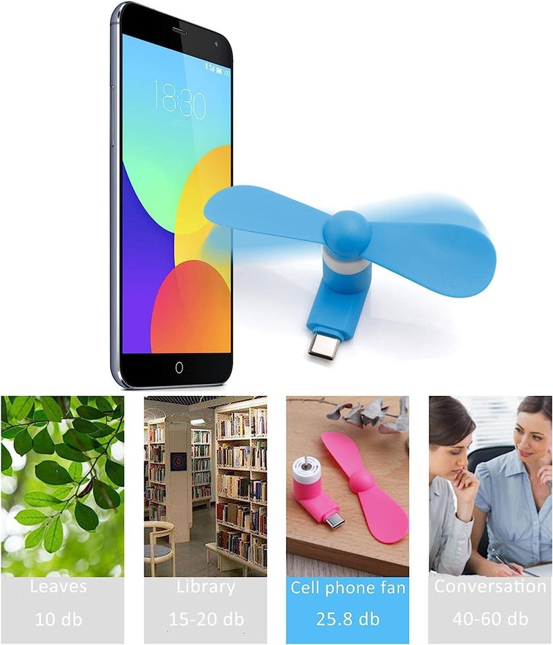 PCTC Type C Mini Phone Fan Type C Compatible with Samsung Galaxy S24 / S23 / 23 Ultra/ 24 Ultra, Compatible with Apple iPhone 15/15 Pro /15 Pro Max, for Moto Razr 40 Ultra /g54/Edge S Pro(3 Packs) - Image 5